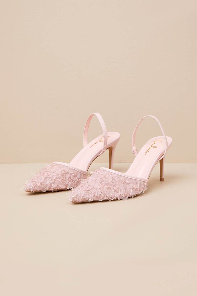 Marybella Blush Textured Slingback Pumps