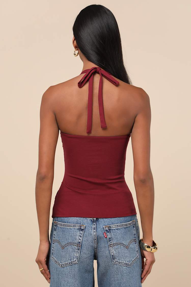 Haut Femme Bordeaux Sans Manches - Style Débardeur Portefeuille, Taille M - Neuf Avec Défauts Mineurs