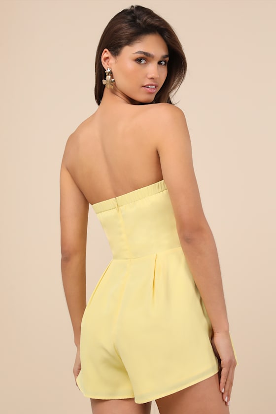 LULUS INEZ LIGHT YELLOW TIE-FRONT ROMPER