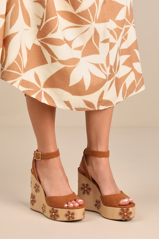 Jessica Simpson Kamindi Tuscan Tan Suede Platform Espadrille Wedges In Tan