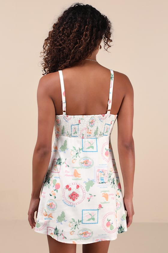 Lulus Nikayla Ivory Multi Print Sleeveless Mini Dress In Ivory