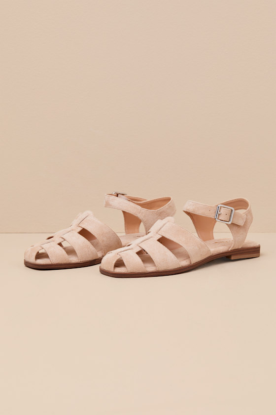 Lulus Rigmore Taupe Suede Fisherman Sandals In Beige