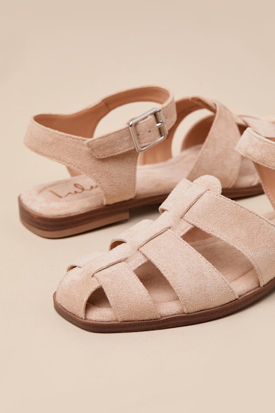 Lulus Rigmore Taupe Suede Fisherman Sandals In Beige