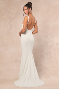 Safine White Backless Mermaid Maxi Dress 2