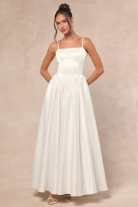 Bria White Basque Waist Maxi Dress 2