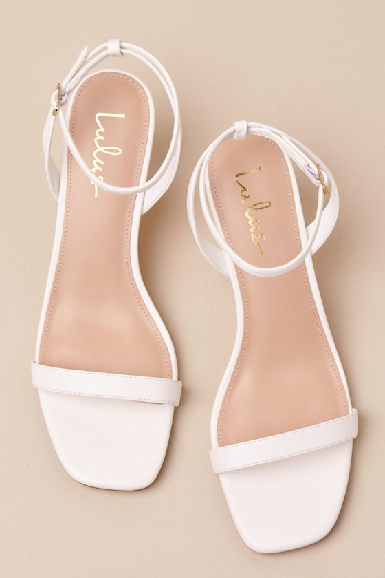 Lulus Ensley White Kitten Heel Ankle Strap Sandals In White