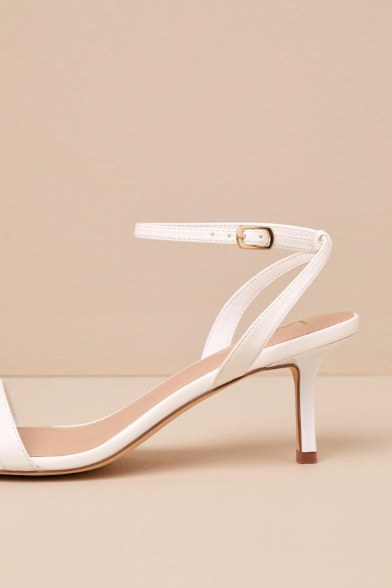 Lulus Ensley White Kitten Heel Ankle Strap Sandals In White