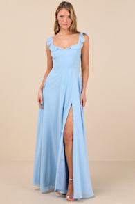 Dreamy Admiration Light Blue Ruffled Maxi Dress 1