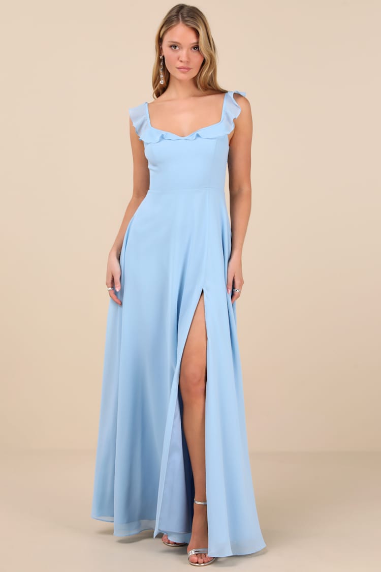 Dreamy Admiration Light Blue Ruffled Maxi Dress - Lulus Dreamy Admiration Light Blue Ruffled Maxi Dress - Lulus