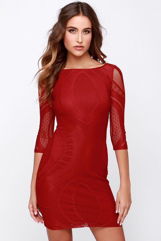 4612292 Red Lace Dress