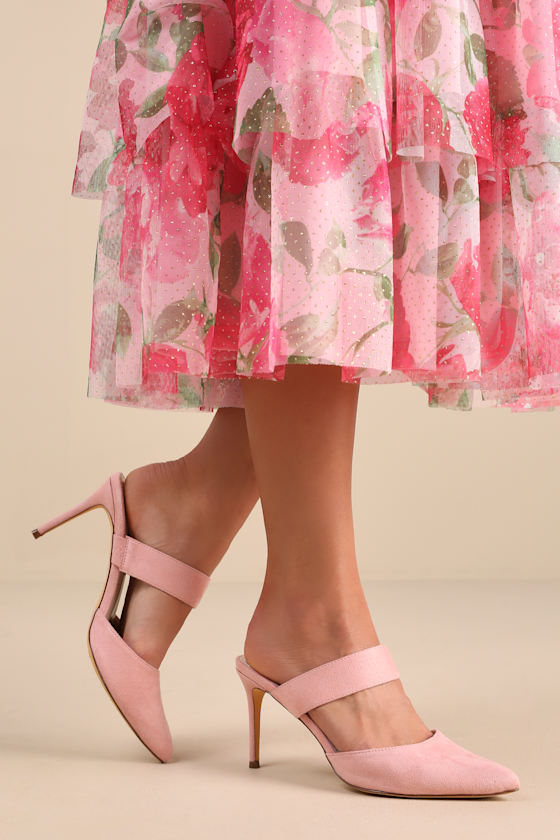 Dusty Rose Heels - Pointed-Toe Heels - Slide-On Heels - Mules - Image 3