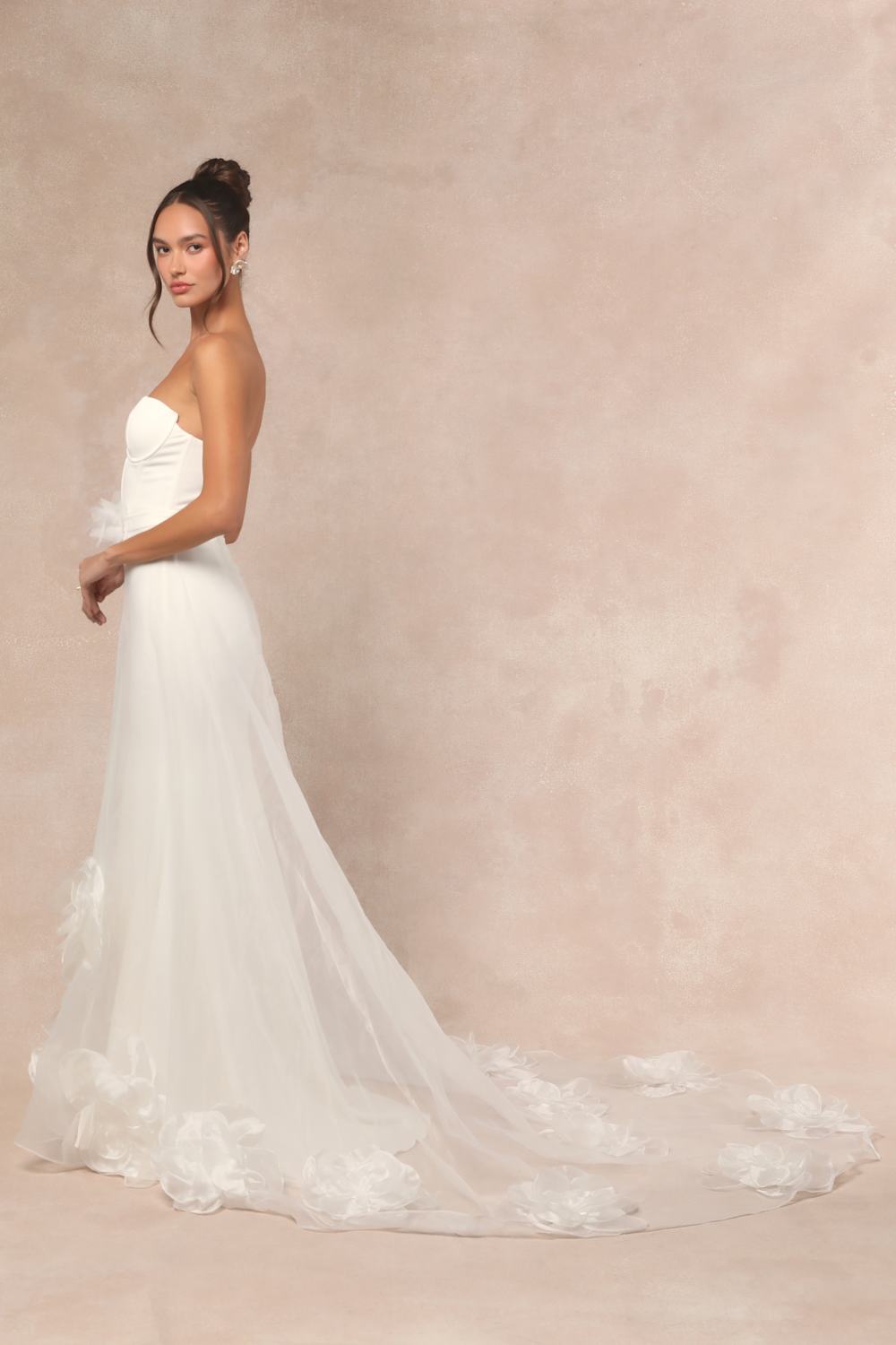 Somerie Ivory Strapless Organza Overlay Maxi Dress