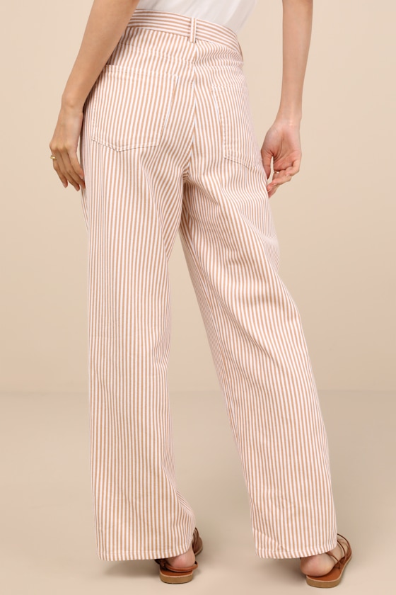 Shop Lulus Lorissa Orange And White Striped Twill Pants