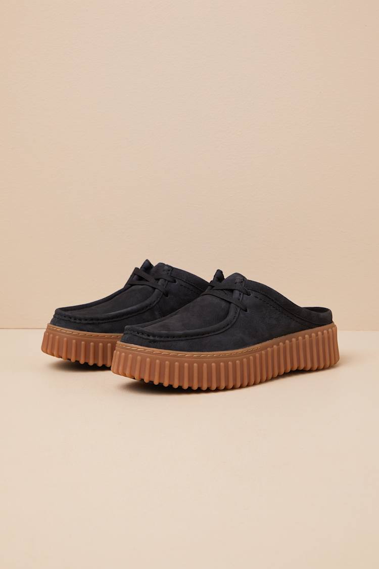 Torihill Black Nubuck Suede Leather Loafer Mules