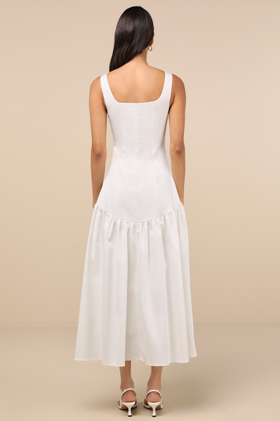 Lulus Kyla White Drop Waist Midi Dress In White