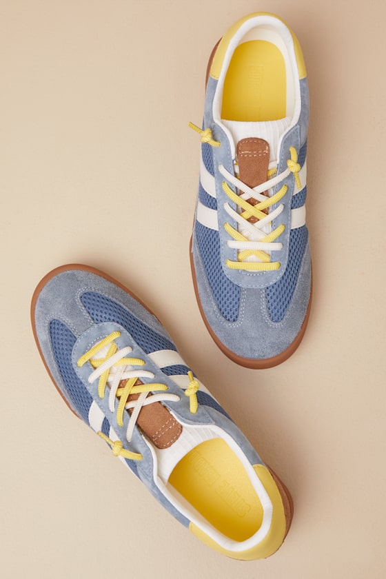 Steve Madden Verdict Blue Multi Suede Leather Lace-up Sneakers In Blue