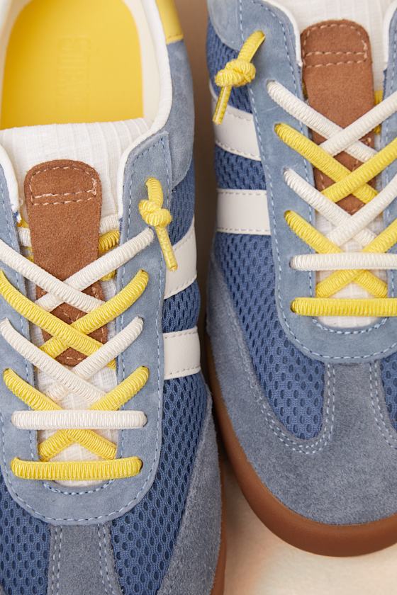 Steve Madden Verdict Blue Multi Suede Leather Lace-up Sneakers In Blue