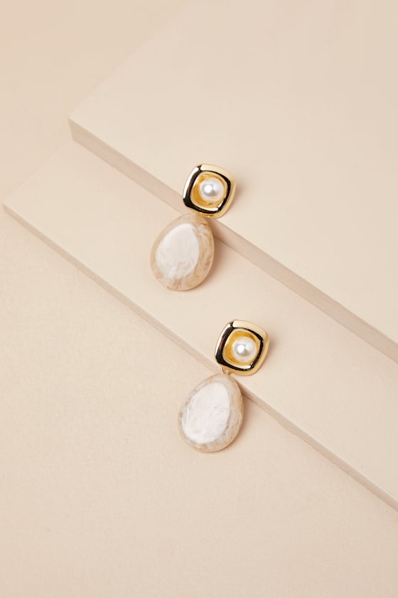 Lulus Darion Ivory Stone Drop Earrings In Ivory