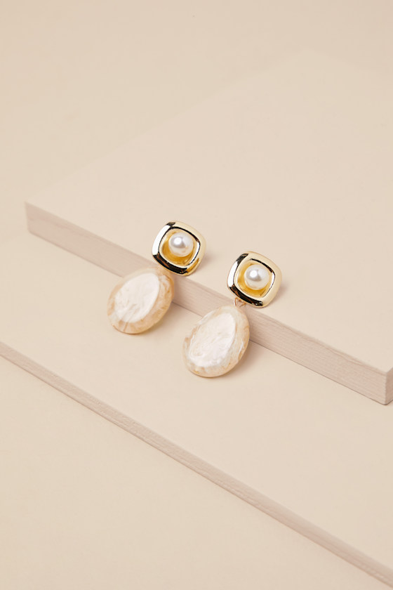 Lulus Darion Ivory Stone Drop Earrings In Ivory