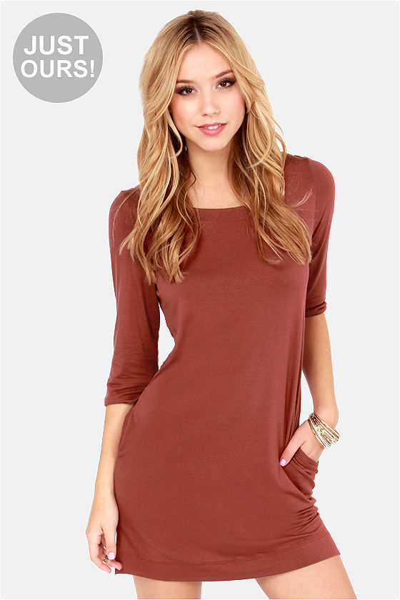 Cute Brown Dress - Shift Dress - Cinnamon Dress - $37.00 - Lulus