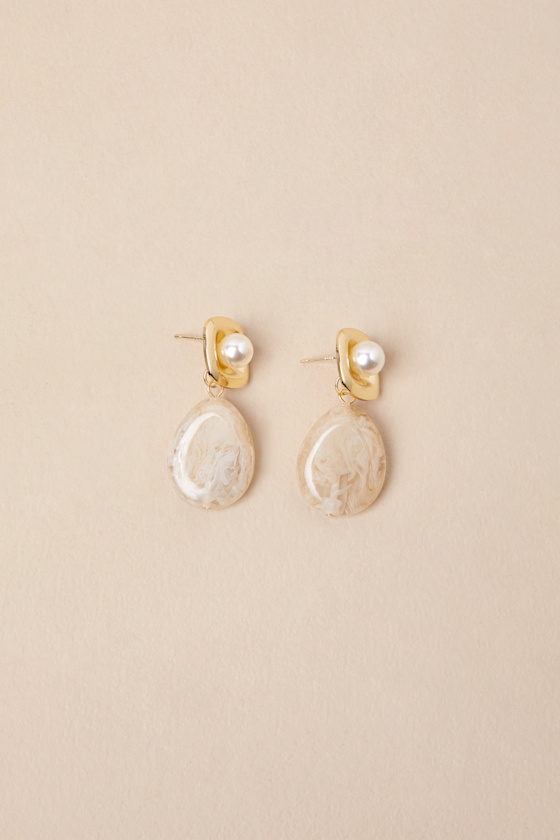 Lulus Darion Ivory Stone Drop Earrings In Ivory