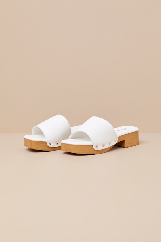 LULUS PALEY BONE PLATFORM SLIDE SANDALS