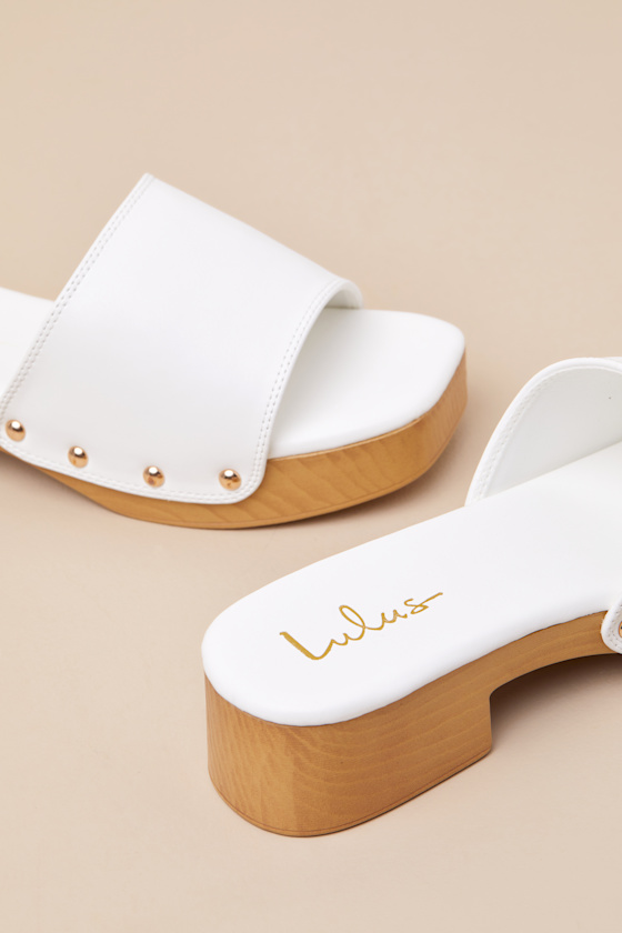 LULUS PALEY BONE PLATFORM SLIDE SANDALS