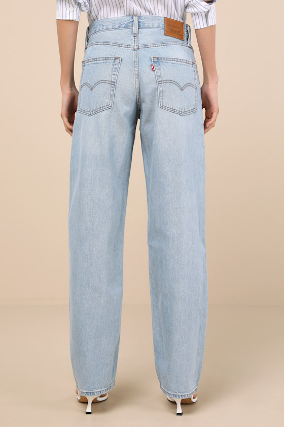 Levi's Baggy Dad Light Wash Cotton Denim Mid-rise Wide-leg Jeans In Blue