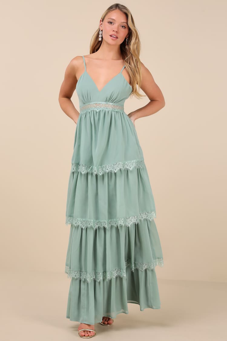 slim fit dress slacks Nadine Lace-Up Back Maxi Dress