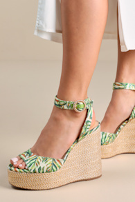 Kamindi Green Multi Platform Espadrille Wedges 1