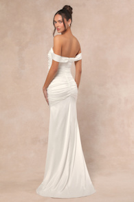 Torri White Satin Off-the-Shoulder Maxi Dress 3