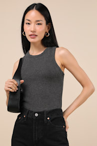 Essential Update Charcoal Ribbed Tank Top 2