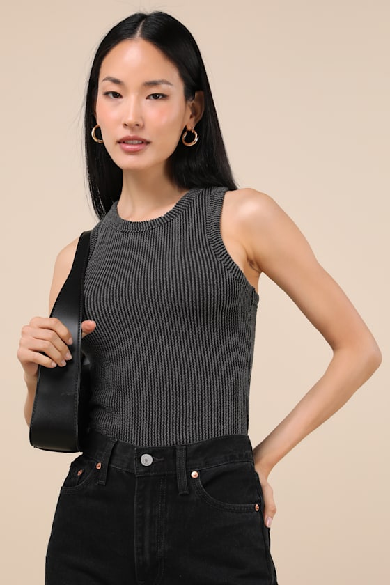 Essential Update Charcoal Ribbed Tank Top 2