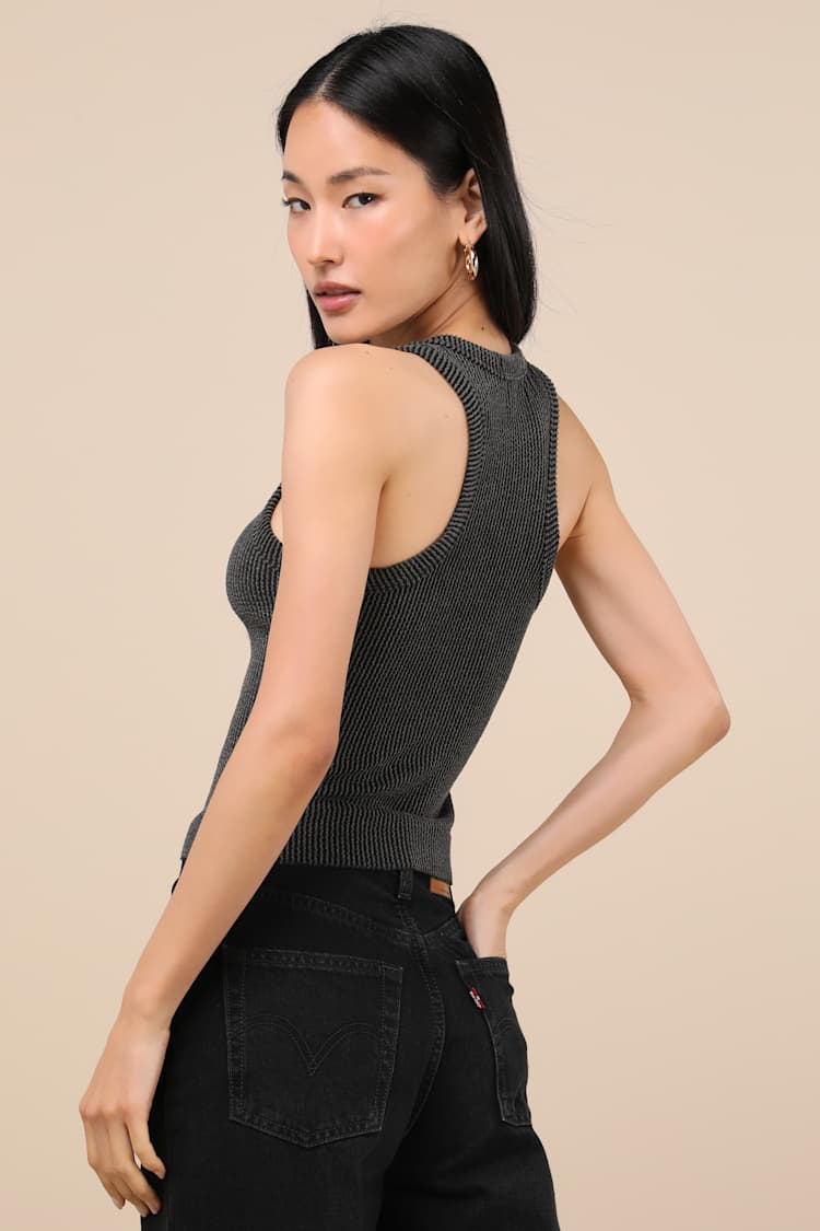 Essential Update Charcoal Ribbed Tank Top