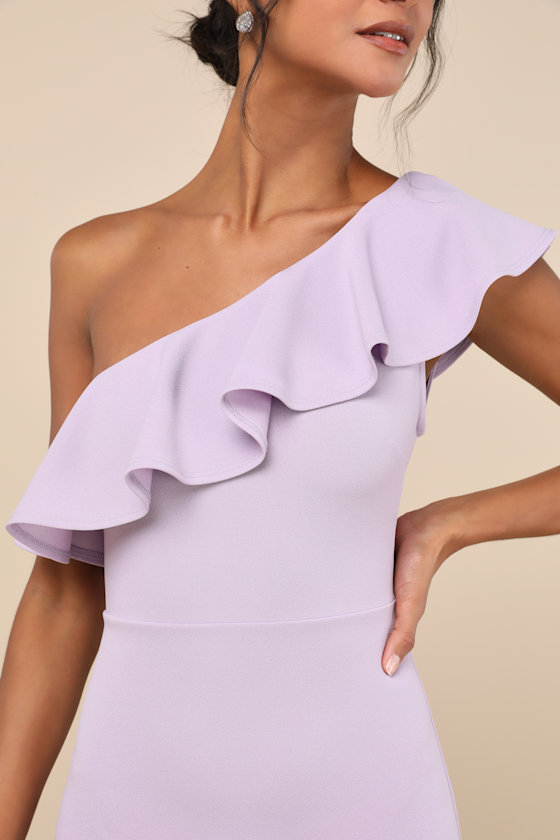 Lulus Last Forever Lavender One-shoulder Ruffle Maxi Dress In Purple