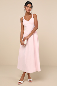 Veris Blush Pink Bustier Midi Dress 1
