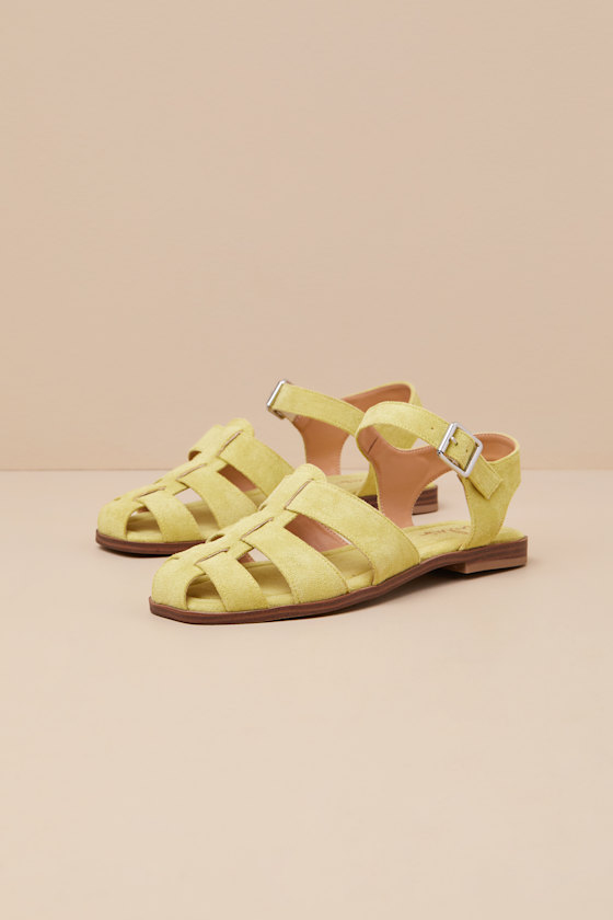 LULUS RIGMORE LIME SUEDE FISHERMAN SANDALS