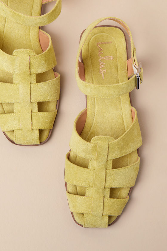 LULUS RIGMORE LIME SUEDE FISHERMAN SANDALS