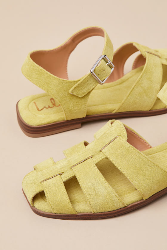 LULUS RIGMORE LIME SUEDE FISHERMAN SANDALS