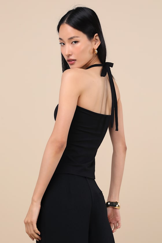 Ikuye Black Ruched Halter Top 3