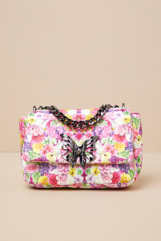 BETSEY JOHNSON ABSTRACT ADORATION MULTI KALEIDOSCOPE FLORAL HANDBAG 