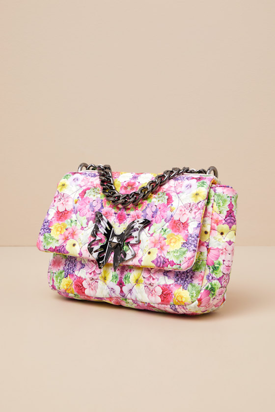 BETSEY JOHNSON ABSTRACT ADORATION MULTI KALEIDOSCOPE FLORAL HANDBAG 