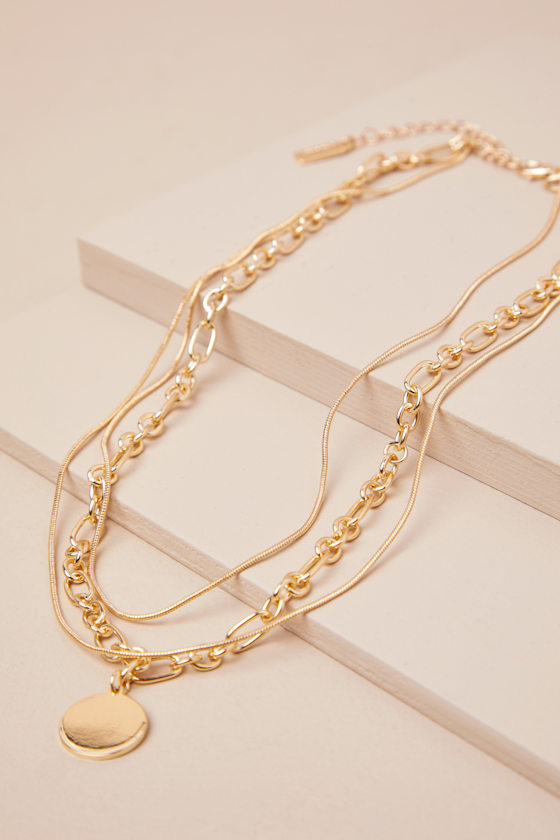 Lulus Alyra Gold Layered Coin Necklace In Gold