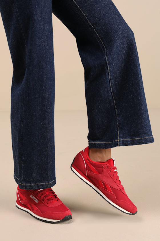 Classic AZ Red and White Lace-Up Sneakers 1