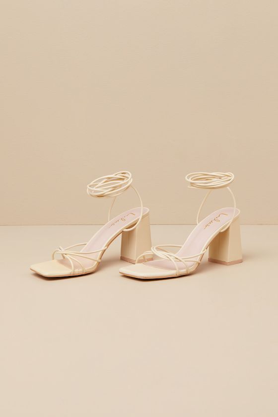 Orlie Butter Yellow Strappy Lace-Up High Heel Sandals 1