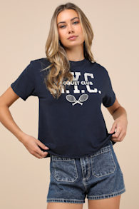 NYC Racquet Club Navy Blue Graphic Tee