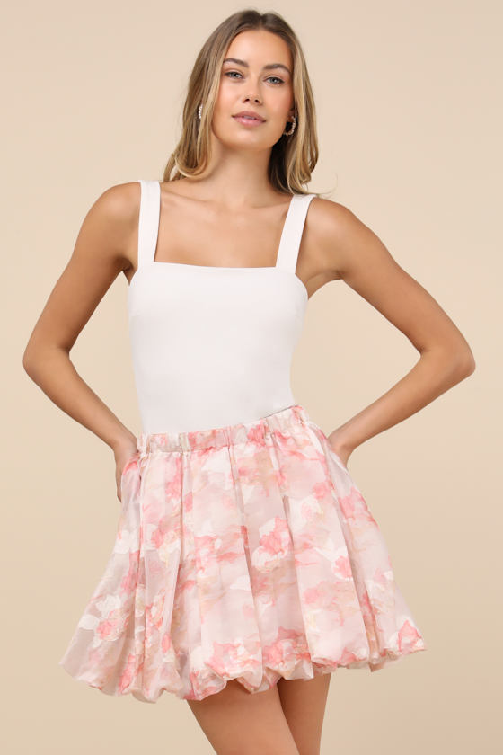 Lulus Saylor Light Pink Floral Pleated Mini Skirt In Light Pink