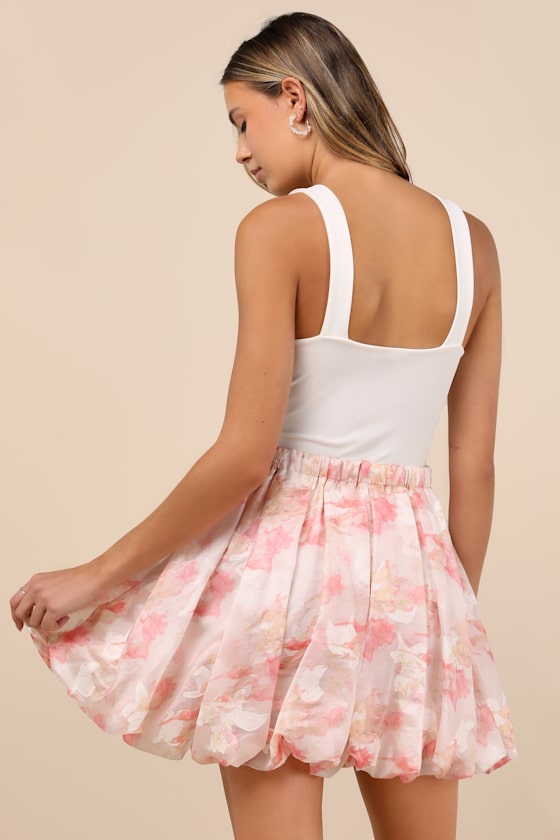 Lulus Saylor Light Pink Floral Pleated Mini Skirt In Light Pink