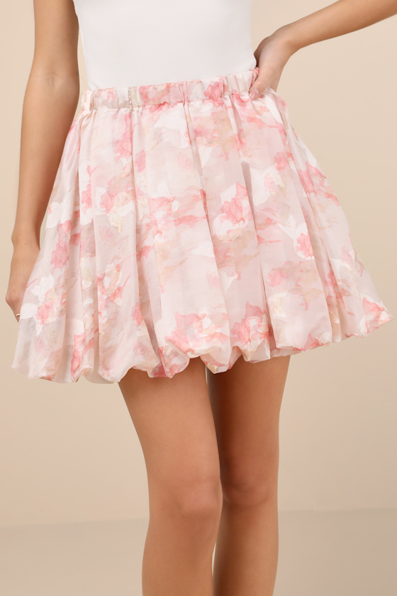 Lulus Saylor Light Pink Floral Pleated Mini Skirt In Light Pink
