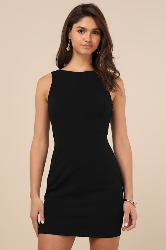 Lulus Devoted Lover Black Backless Knotted Bodycon Mini Dress In Black
